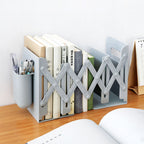 Retractable Oak-Tone Bookends — solid wood desk decor, view 1