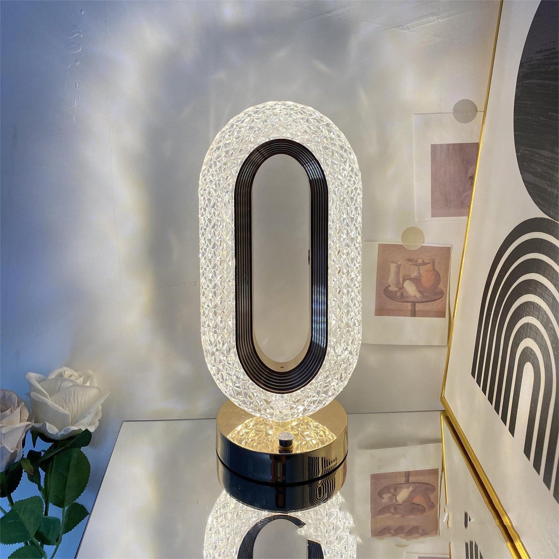 Touch-Dim Crystal Desk Lamp — cut crystal glass lighting decor, view 1