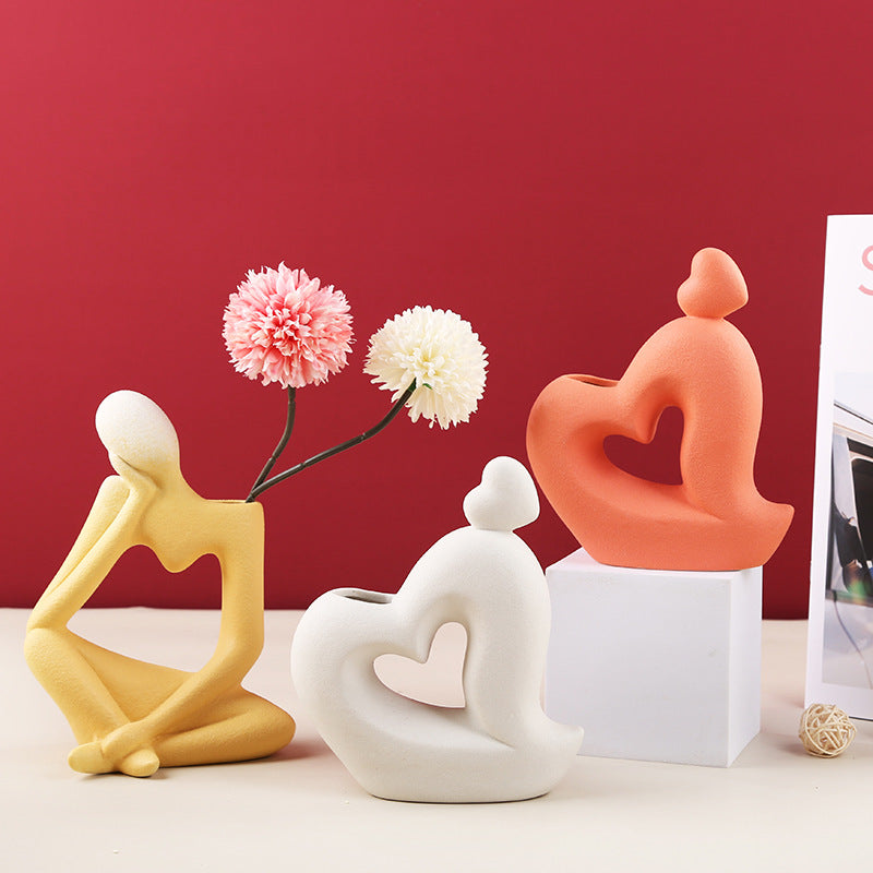 Thinker Figure Bud Vases — cast resin desk decor, view 8