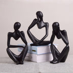 Black Thinker Trio — cast resin sculpture decor, view 1