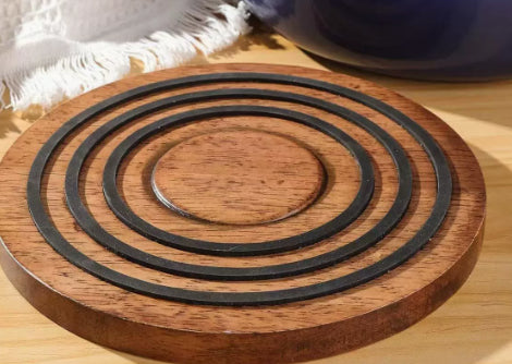 Round Acacia Trivet — kitchen decor, view 4