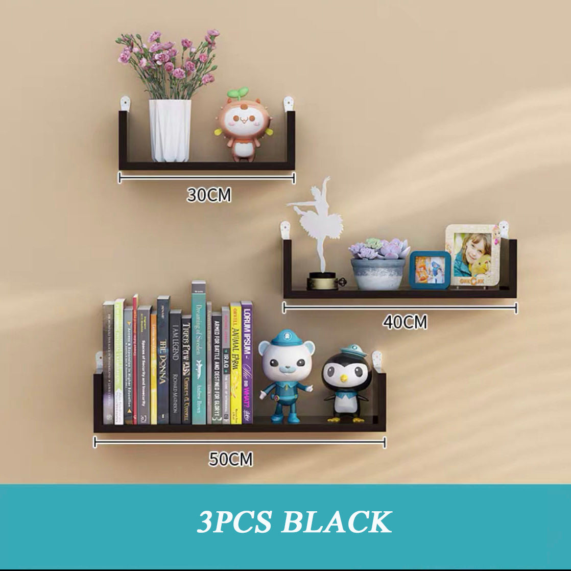 Floating Wooden Wall Shelf — solid wood wall decor, view 3