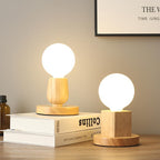 Bulb and Oak Bedside Lamp — lighting decor, view 3