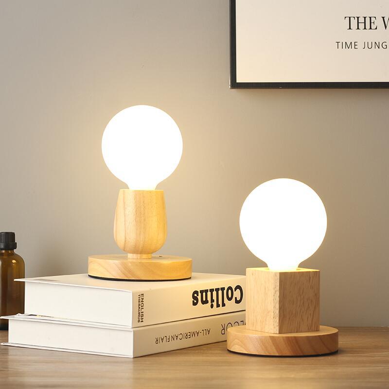 Bulb and Oak Bedside Lamp — lighting decor, view 3