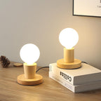 Bulb and Oak Bedside Lamp — lighting decor, view 8