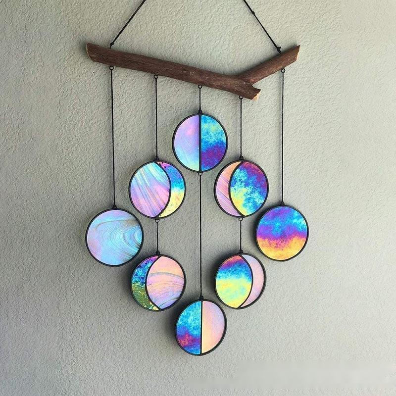 Moon Phase Wall Hanging — solid wood wall decor, view 5