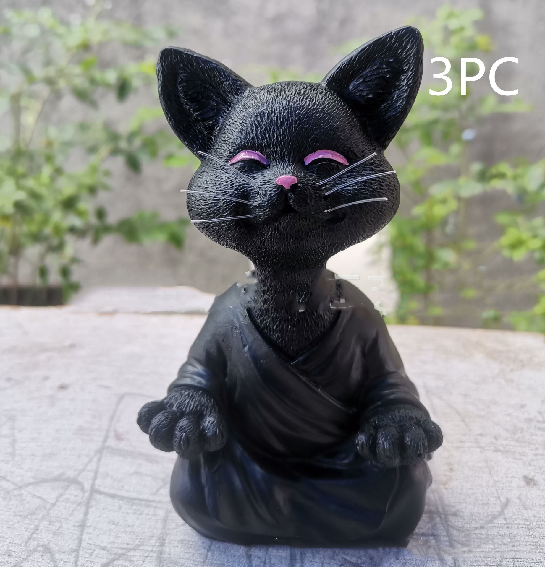 Meditating Cat Figurine — glazed ceramic sculpture decor, view 19