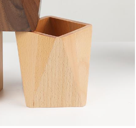 Wooden Pen & Stationery Holder — solid wood desk decor, view 5