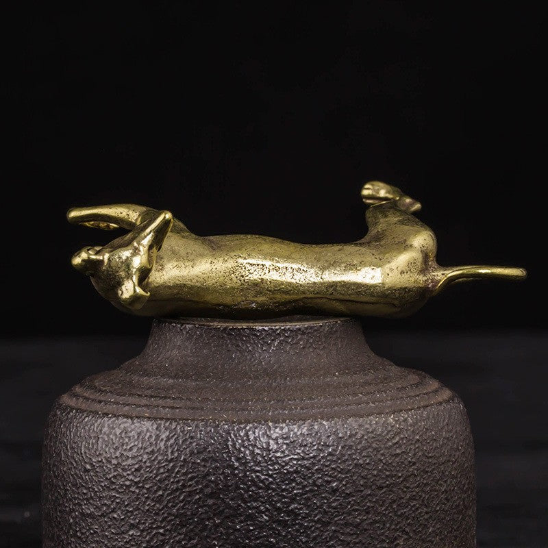 Solid Brass Hound Figure — trays decor, view 1