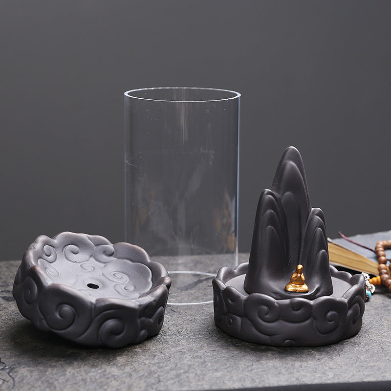 Cloud Windshield Backflow Burner — glazed ceramic incense decor, view 6