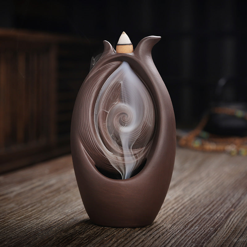 Buddha Hand Waterfall Censer — glazed ceramic incense decor, view 4
