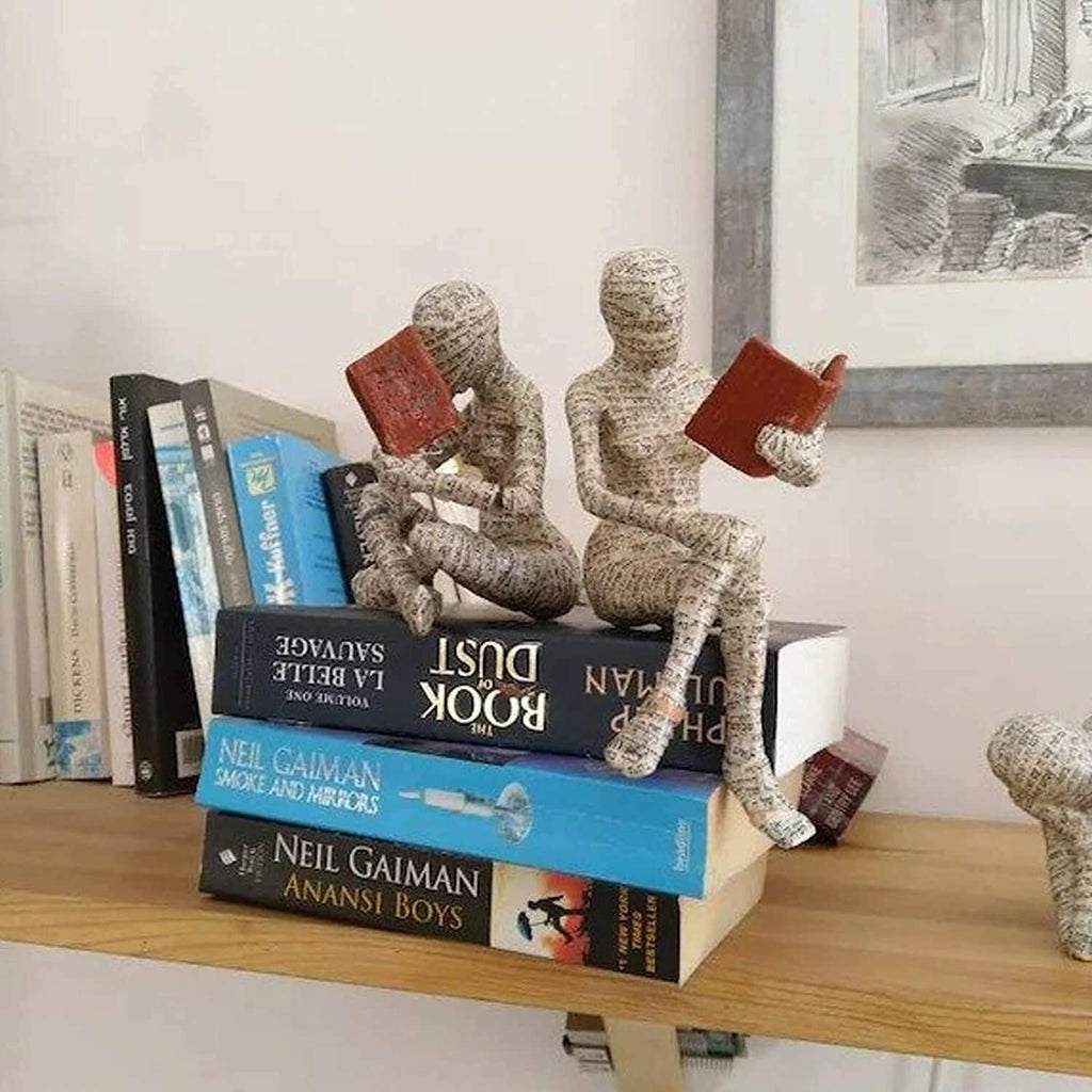 Reading Woman Sculpture — cast resin sculpture decor, view 1