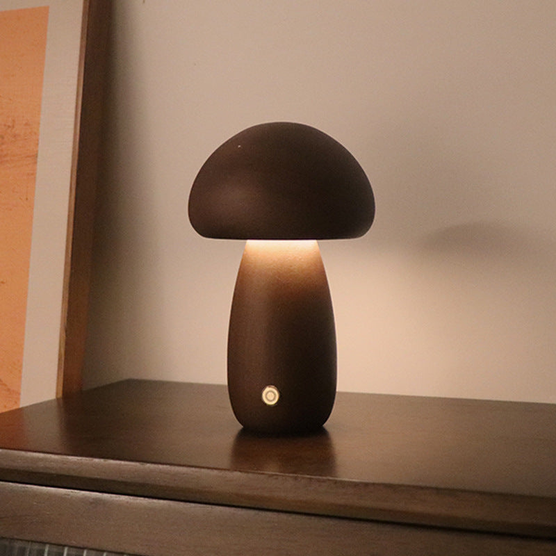 Wooden Mushroom Touch Lamp — solid wood lighting decor, view 5