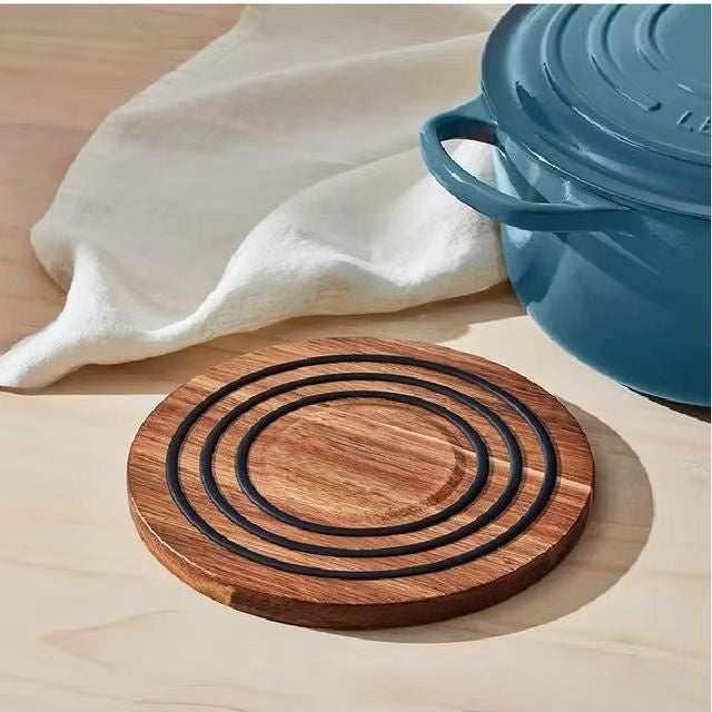 Round Acacia Trivet — kitchen decor, view 2