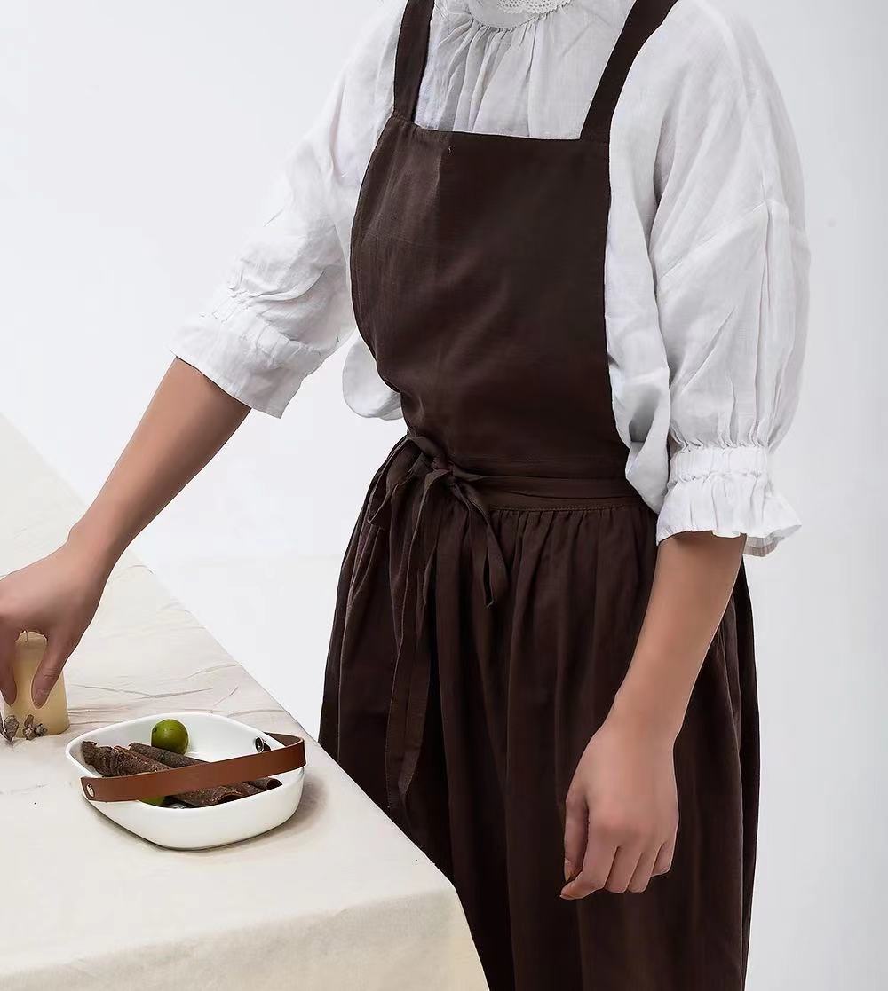 Cross-Back Linen Apron — kitchen decor, view 4