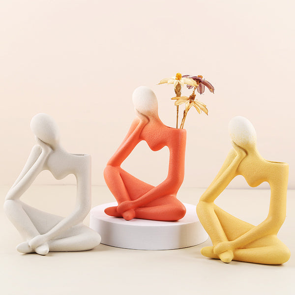 Thinker Figure Bud Vases — cast resin desk decor, view 1