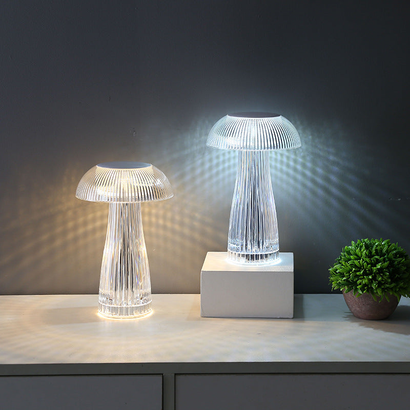 Crystal Jellyfish Table Lamp — cut crystal glass lighting decor, view 8
