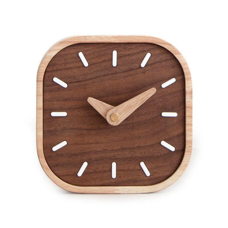 Walnut Square Clock — desk decor, view 1