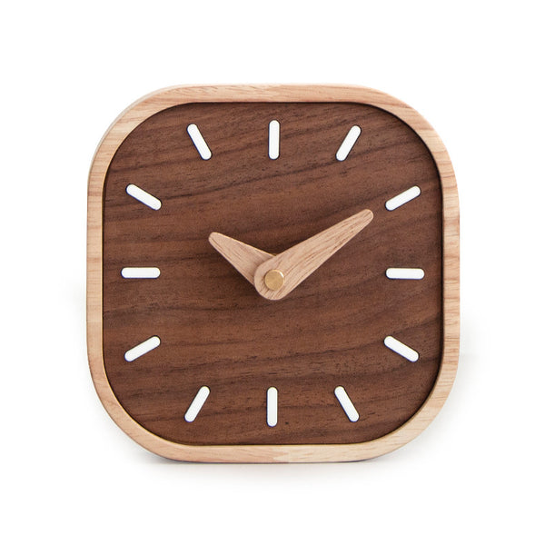 Walnut Square Clock — desk decor, view 1