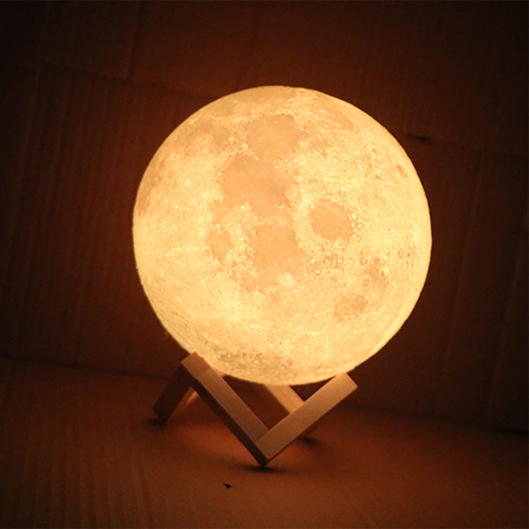 Moon Lamp on Oak Stand — soft-touch polyethylene lighting decor, view 8