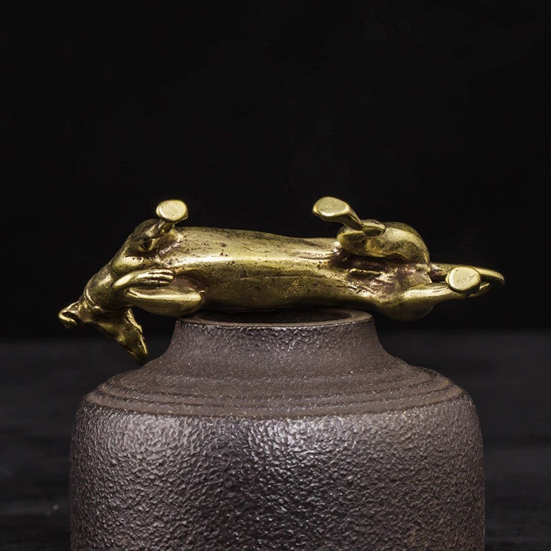 Solid Brass Hound Figure — trays decor, view 4