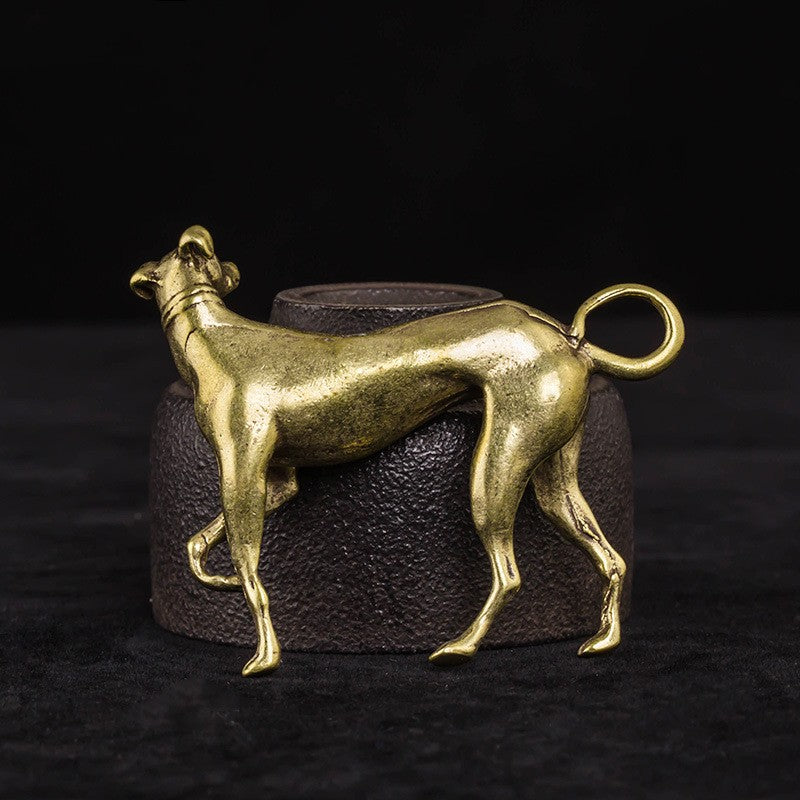 Solid Brass Hound Figure — trays decor, view 2