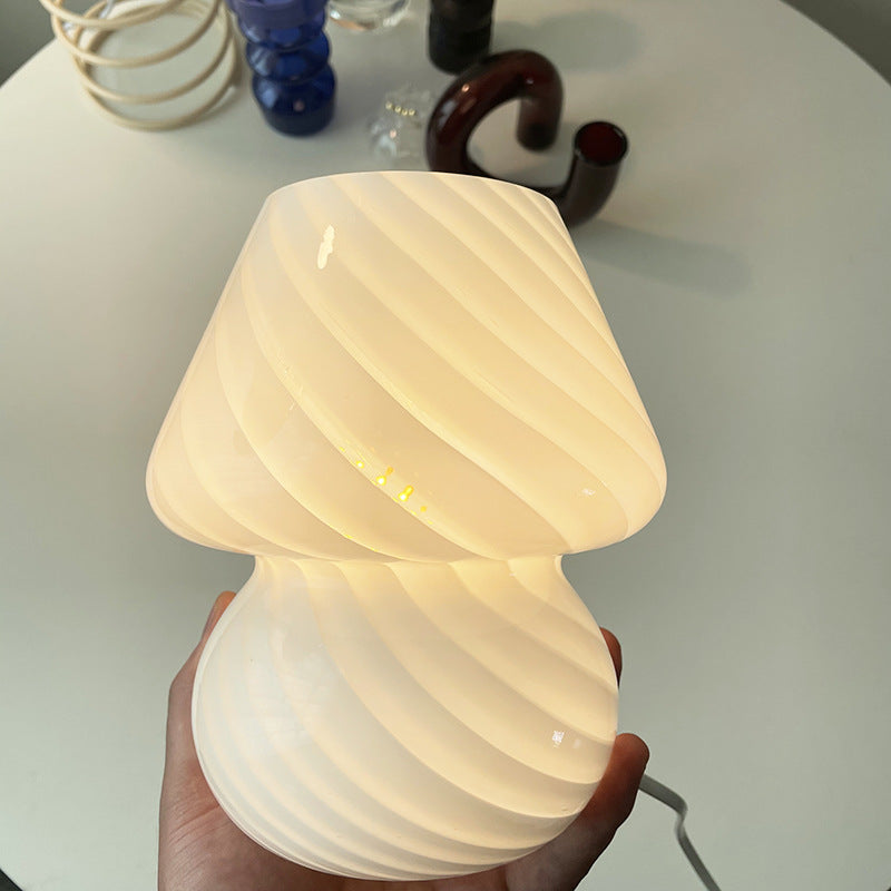 Swirl Glass Mushroom Lamp — glass lighting decor, view 4